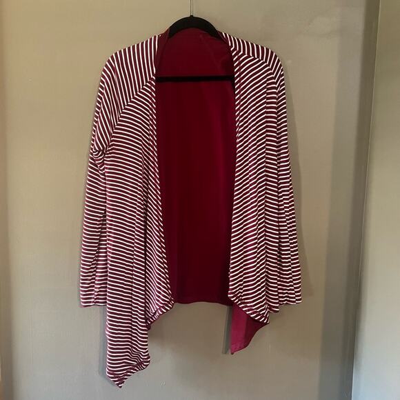 Market Spruce Women's Bold Red Reversible Waterfall Open Front Cardigan, Medium - Picture 7 of 8